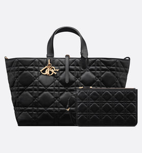 Large Dior Toujours Bag • Black Macrocannage Calfskin