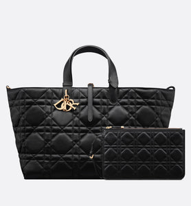 Large Dior Toujours Bag • Black Macrocannage Calfskin