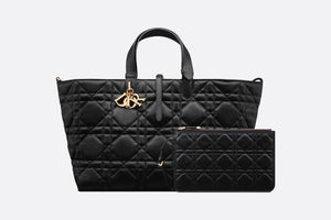 Large Dior Toujours Bag • Black Macrocannage Calfskin