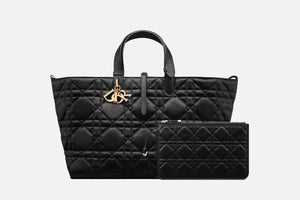 Large Dior Toujours Bag • Black Macrocannage Calfskin