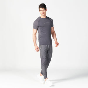 Statement Ribbed Tech Tee - Asphalt