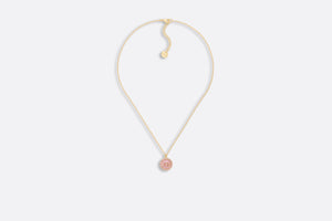 Petit CD Necklace • Gold-Finish Metal, Pink Crystals and Light Pink Glass