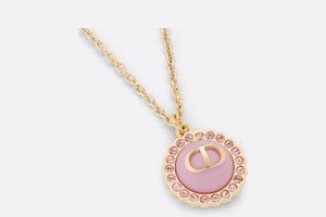 Petit CD Necklace • Gold-Finish Metal, Pink Crystals and Light Pink Glass