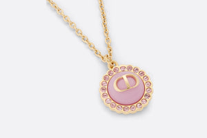 Petit CD Necklace • Gold-Finish Metal, Pink Crystals and Light Pink Glass