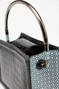 Rania Black Silver | Leather Handbag
