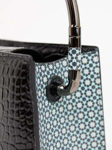 Rania Black Silver | Leather Handbag