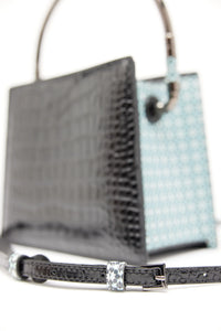 Rania Black Silver | Leather Handbag