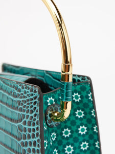 Rania Green Golden | Leather Handbag