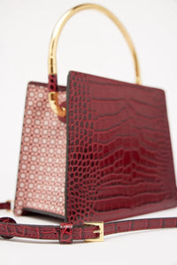Rania Bordeaux Golden | Leather HandBag