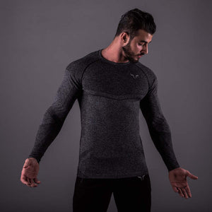 Seamless Dry-Knit Tee - Melange Grey in Full Sleeves