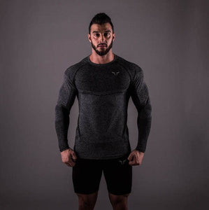 Seamless Dry-Knit Tee - Melange Grey in Full Sleeves