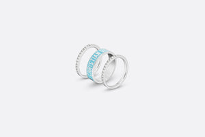 Dior Code Ring Set • Silver-Finish Metal, Silver-Tone Crystals and Turquoise Lacquer