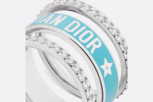 Dior Code Ring Set • Silver-Finish Metal, Silver-Tone Crystals and Turquoise Lacquer