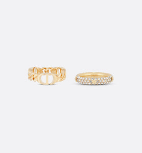 Petit CD Ring Set • Gold-Finish Metal and White Crystals