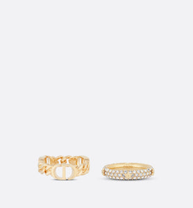 Petit CD Ring Set • Gold-Finish Metal and White Crystals