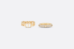 Petit CD Ring Set • Gold-Finish Metal and White Crystals