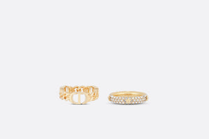 Petit CD Ring Set • Gold-Finish Metal and White Crystals