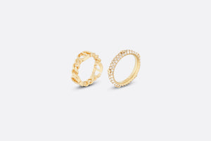 Petit CD Ring Set • Gold-Finish Metal and White Crystals