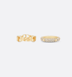 Petit CD Ring Set • Gold-Finish Metal and White Crystals