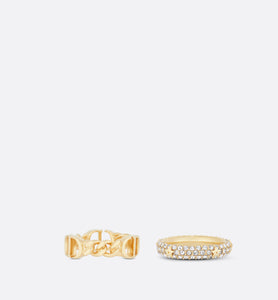 Petit CD Ring Set • Gold-Finish Metal and White Crystals