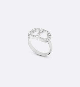 Petit CD Ring • Silver-Finish Metal with White Crystals