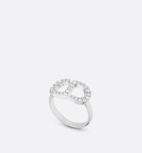 Petit CD Ring • Silver-Finish Metal with White Crystals