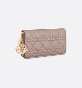 Lady Dior Voyageur Wallet • Warm Taupe Cannage Lambskin