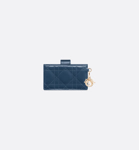 Lady Dior 5-Gusset Card Holder • Pastel Midnight Blue Patent Cannage Calfskin