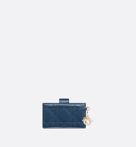 Lady Dior 5-Gusset Card Holder • Pastel Midnight Blue Patent Cannage Calfskin