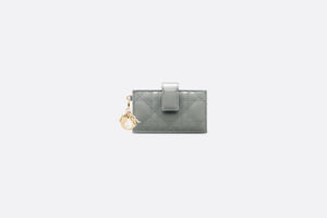 Lady Dior 5-Gusset Card Holder • Gray Stone Patent Cannage Calfskin