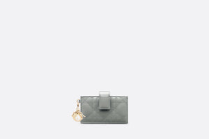 Lady Dior 5-Gusset Card Holder • Gray Stone Patent Cannage Calfskin