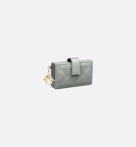 Lady Dior 5-Gusset Card Holder • Gray Stone Patent Cannage Calfskin