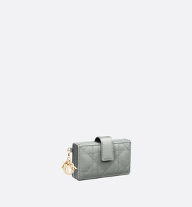 Lady Dior 5-Gusset Card Holder • Gray Stone Patent Cannage Calfskin