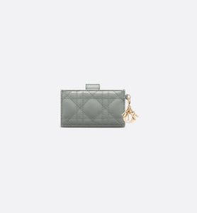 Lady Dior 5-Gusset Card Holder • Gray Stone Patent Cannage Calfskin