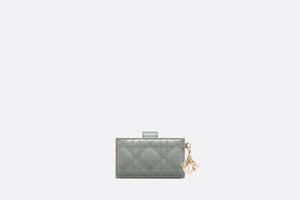 Lady Dior 5-Gusset Card Holder • Gray Stone Patent Cannage Calfskin