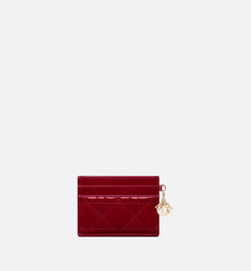 Lady Dior Five-Slot Card Holder • Cherry Red Patent Cannage Calfskin