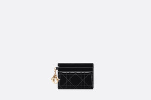 Lady Dior Five-Slot Card Holder • Black Patent Cannage Calfskin