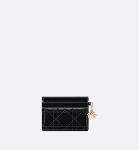 Lady Dior Five-Slot Card Holder • Black Patent Cannage Calfskin