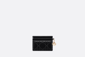 Lady Dior Five-Slot Card Holder • Black Patent Cannage Calfskin