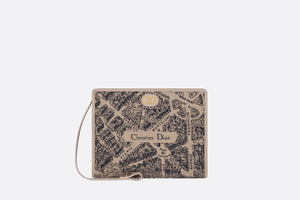 30 Montaigne Medium Pouch • Beige and Black Plan de Paris Jacquard