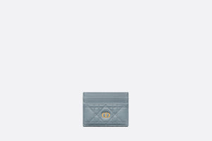 Dior Caro Five-Slot Card Holder • Cloud Blue Supple Cannage Calfskin