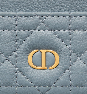 Dior Caro Five-Slot Card Holder • Cloud Blue Supple Cannage Calfskin