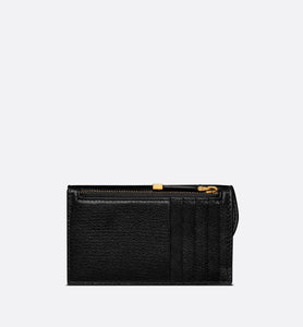 Saddle Flap Compact Zipped Card Holder • Black Goatskin