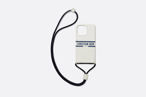 Dior Vibe Cover for iPhone 13 Pro with Cord • White Calfskin