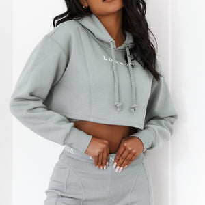 Comfy Cosy Cropped Hoodie - Sage