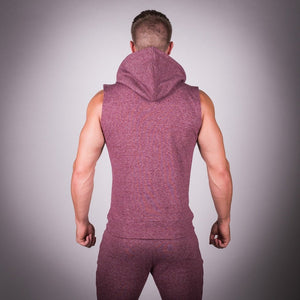 Ribbed Hoodie - Melange Maroon