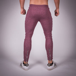 Ribbed Jogger Pants - Melange Maroon