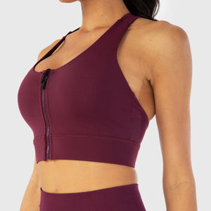 Infinity Zip Up Workout Bra - Grape