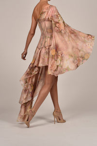 Evangeline Dress in Rose Silk Ready To Ship