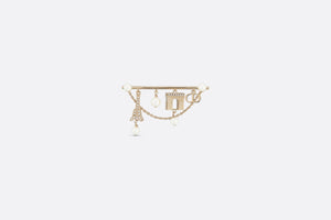 Plan de Paris Brooch • Gold-Finish Metal and White Resin Pearls
